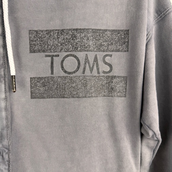 TOMS Women's Large ZIP-UP HOODIE Gray 100% Cotton Longer Length - Picture 3 of 12